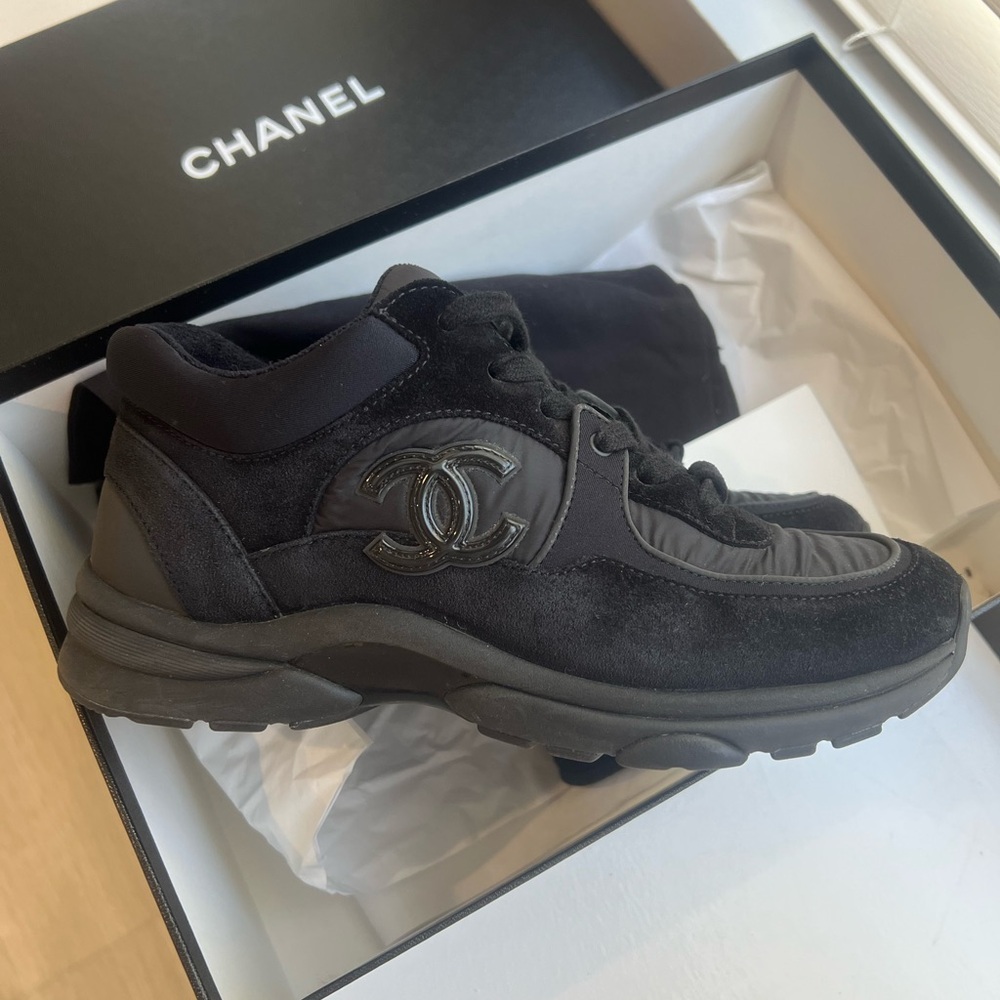 Chanel Black Sneakers Size 6.5